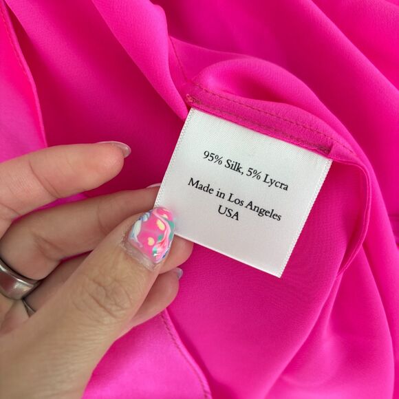 Bardo Collective Sleeveless V-Neck Silky Tank Slip Maxi Dress Fuchsia Small - Picture 8 of 10